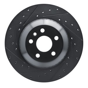 Jaguar I-Pace Brake Rotor (1) - Rear Left - R1 Concepts - Drilled & Slotted - Black - `20-`26